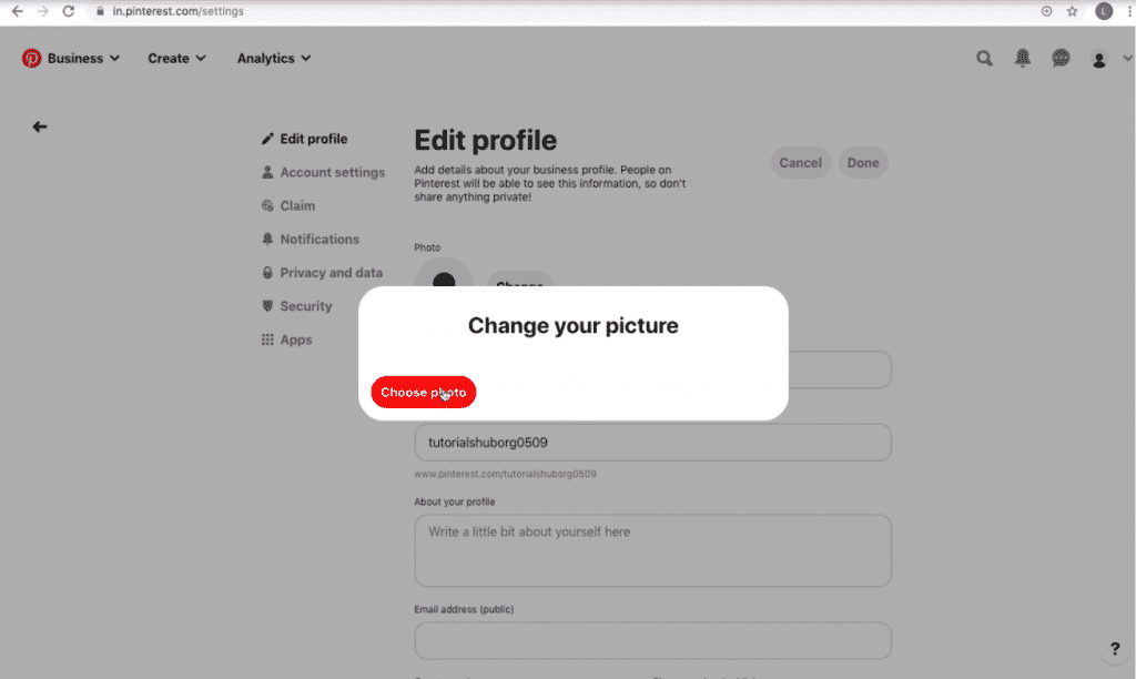 pinterest signup create business account